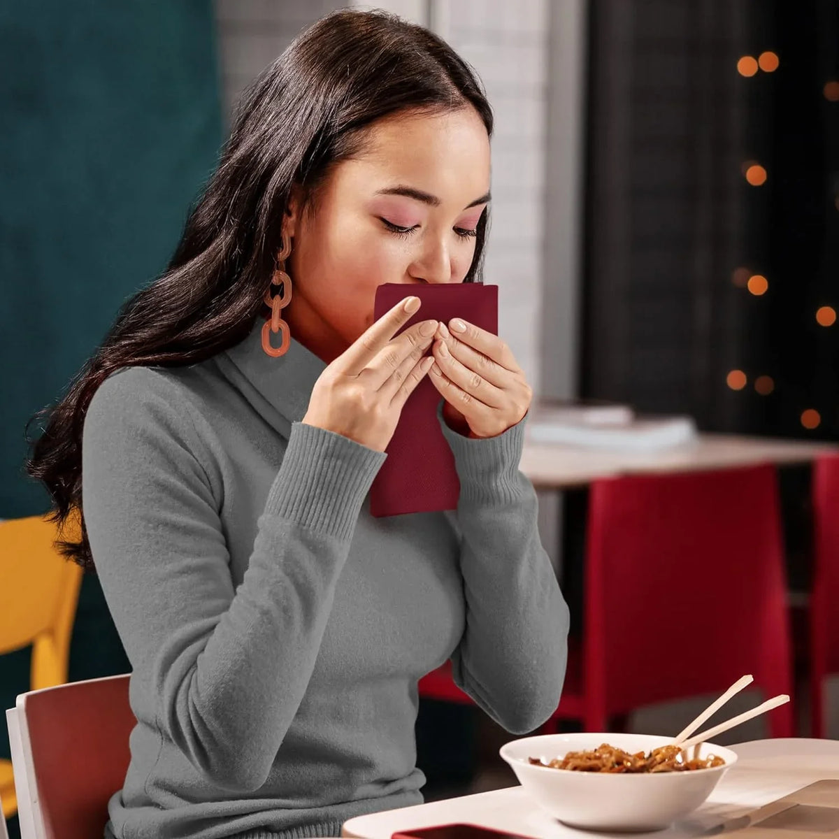 Utopia Kitchen Burgundy Cloth Napkins [12 Pack, 18x18 Inch] Cotton Blend Washable and Reusable Table Dinner Napkins for Hotel, Lunch, Restaurant, Weddings, Event and Parties 18x18 Inch Burgundy