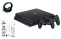 Sony PlayStation 4 Pro 1TB Gaming Console Black Headset 2 Controller With BOLT AXTION Cleaning Kit Bundle Like New