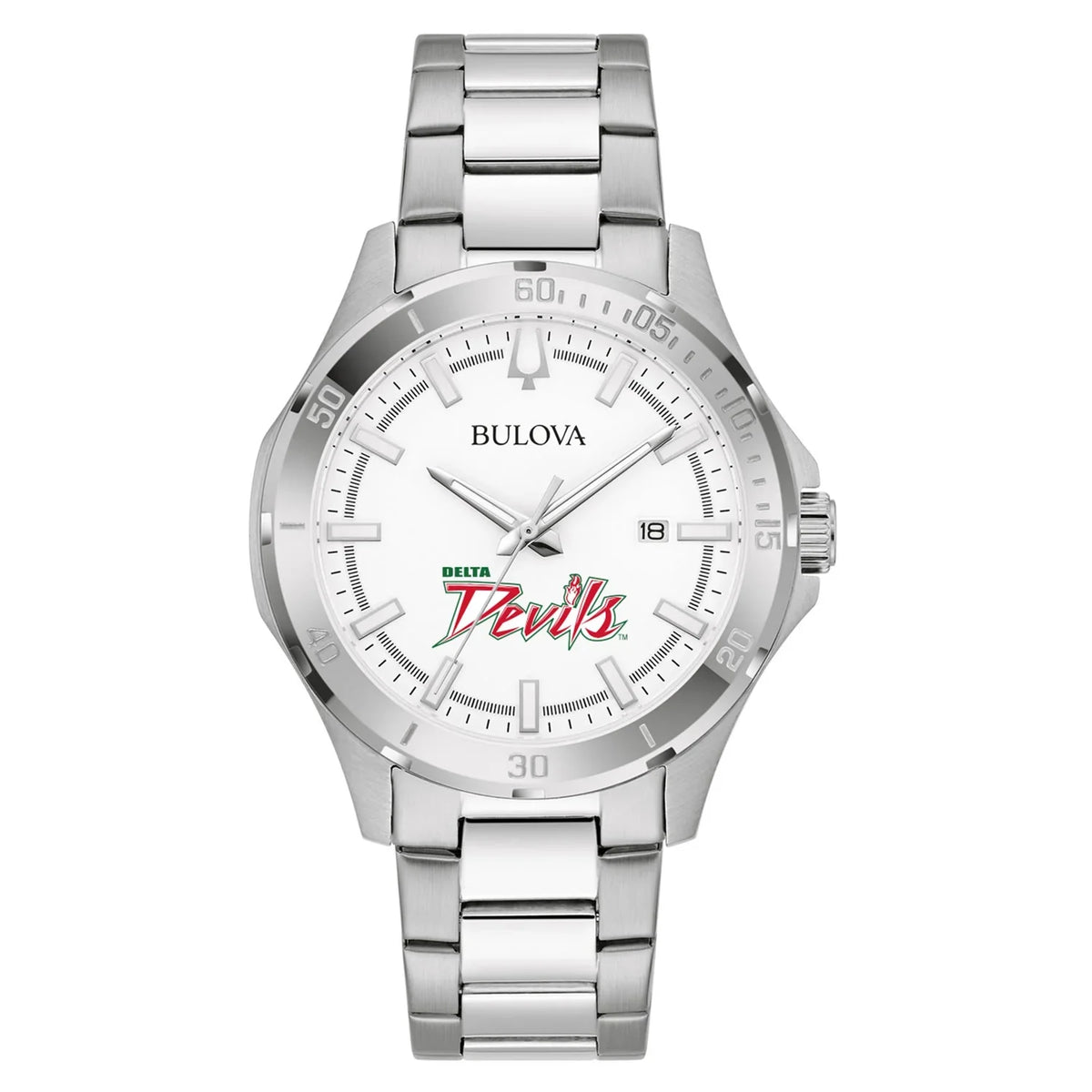 Men's Bulova Silver Mississippi Valley State Delta Devils Stainless Steel Classic Sport Watch