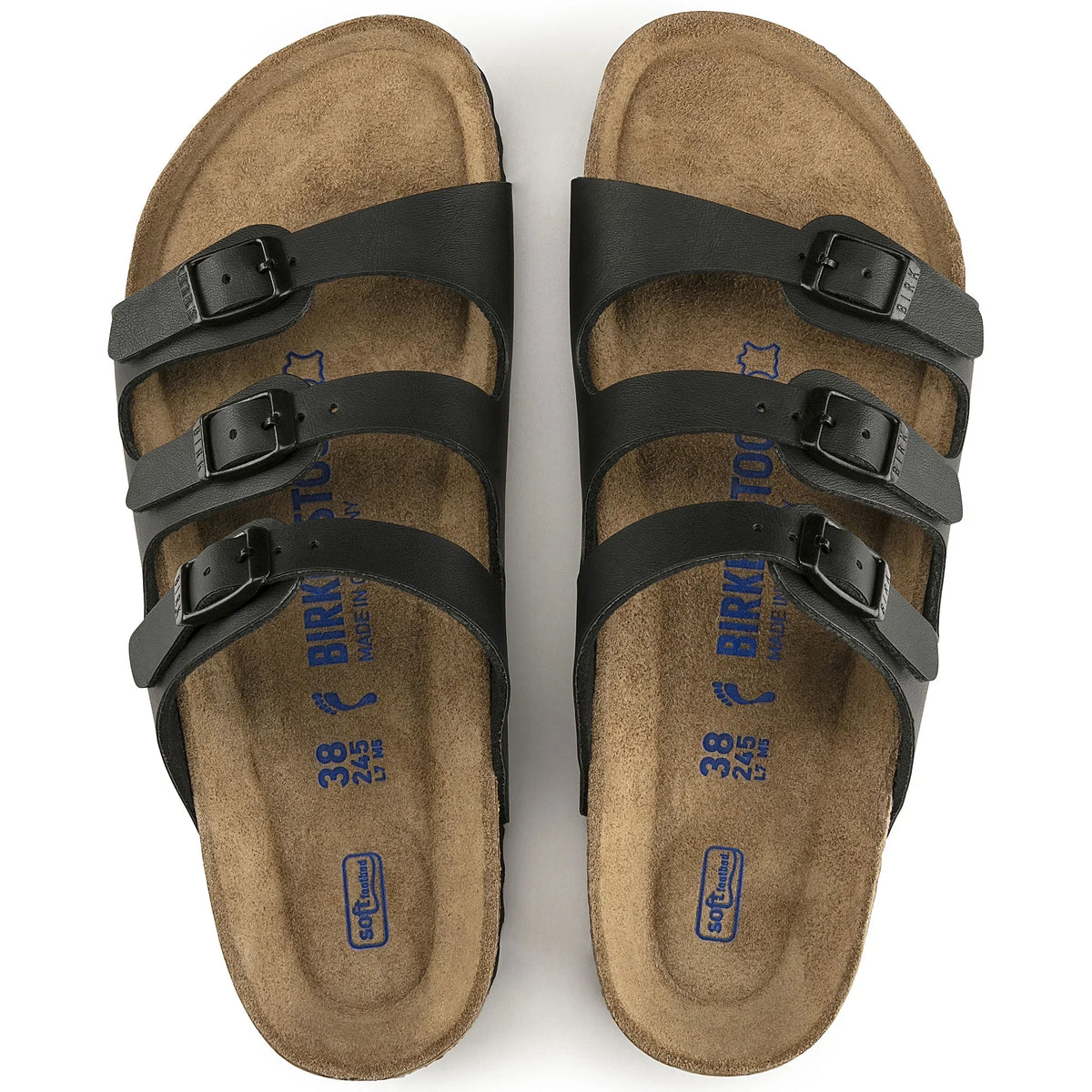 BIRKENSTOCK Women's Florida Soft Footbed Black Birko-Flor Sandal - 0053011 8-8.5 Narrow BLACK BFL