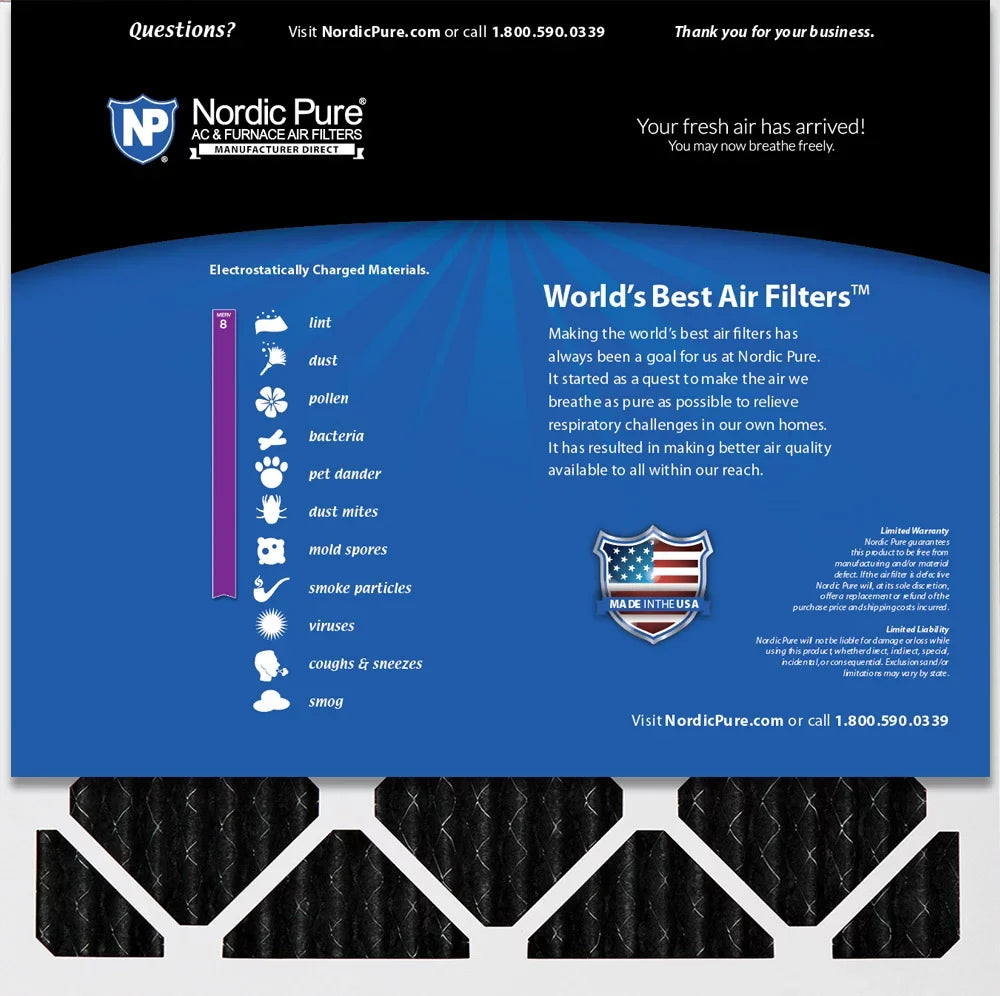 18x18x1 (17_3/4x17_3/4) Pure Carbon Odor Reduction Furnace Air Filters 3 Pack
