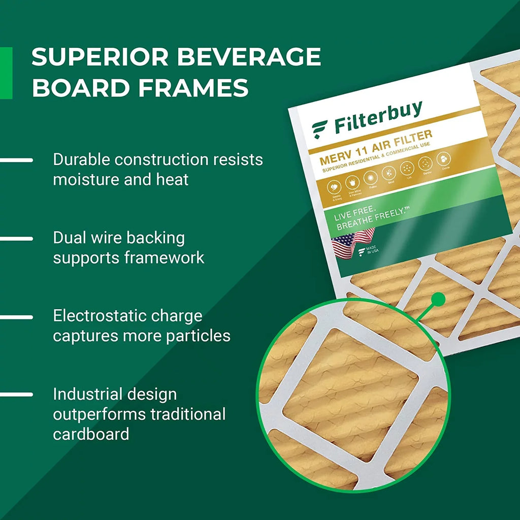 Filterbuy 10x24x1 MERV 11 Pleated HVAC AC Furnace Air Filters (6-Pack)