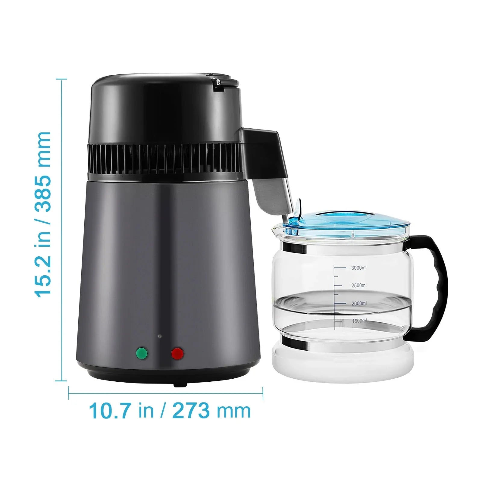 SKYSHALO 4L Water Distiller Purifier Machine Countertop Stainless Steel Interior