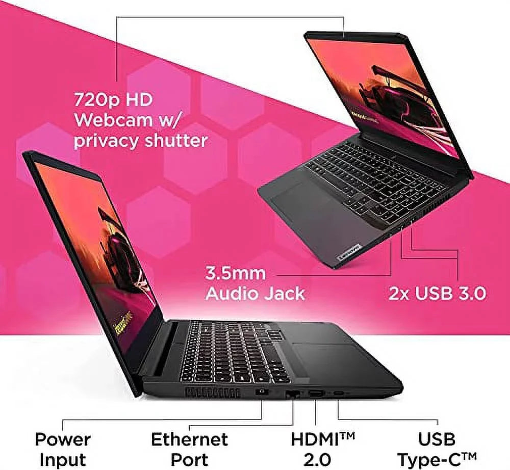 Lenovo IdeaPad Gaming 3 15.6" FHD 120Hz Gaming Computer, AMD Ryzen 5-5600H, 8GB RAM 1TB SSD, RTX 3050 Ti 4GB GDDR6, Backlit Keyboard, Bluetooth, Webcam, WiFi, Windows 11, Shadow Black