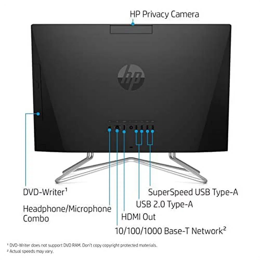 2022 Newest HP All-in-One Desktop, 22" FHD Touch Screen, AMD Ryzen 3 3250U, 12GB RAM, 512GB SSD, Webcam, DVD-RW, HDMI, RJ-45, USB Wired Keyboard&Mouse, WiFi, Windows 11 Home, Black