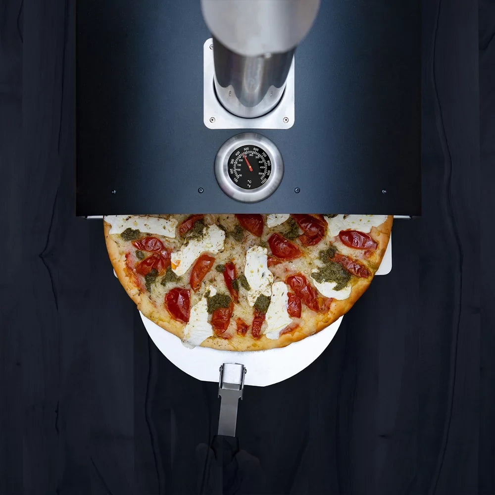 Open Box Deco Chef Outdoor Pizza Oven with 2-in-1 Pizza and Grill Oven Functionality, 13" Pizza Stone, 3-Layer Stainless Steel Construction, Pizza Peel, Dough Scraper, Scoop, Slotted Grill (Black)