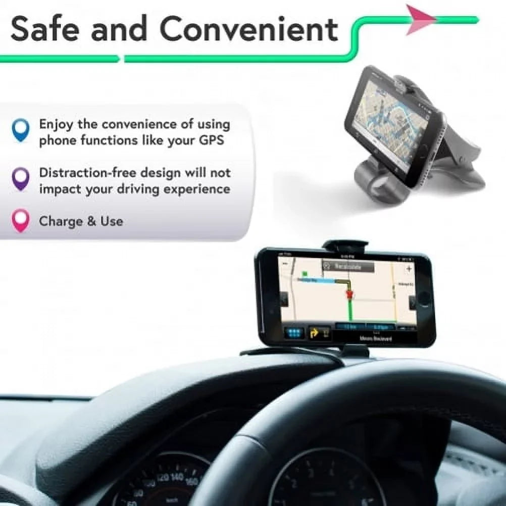 Non-Slip Dash Car Mount w Coiled Micro-USB Charger for Samsung Galaxy Grand Prime Express Prime, J7 Perx, S7 Edge S6 Edge+ Edge Active S5 Active, Note 5 4 3 Mega 2, J5 J3 Emerge, Halo Amp 2