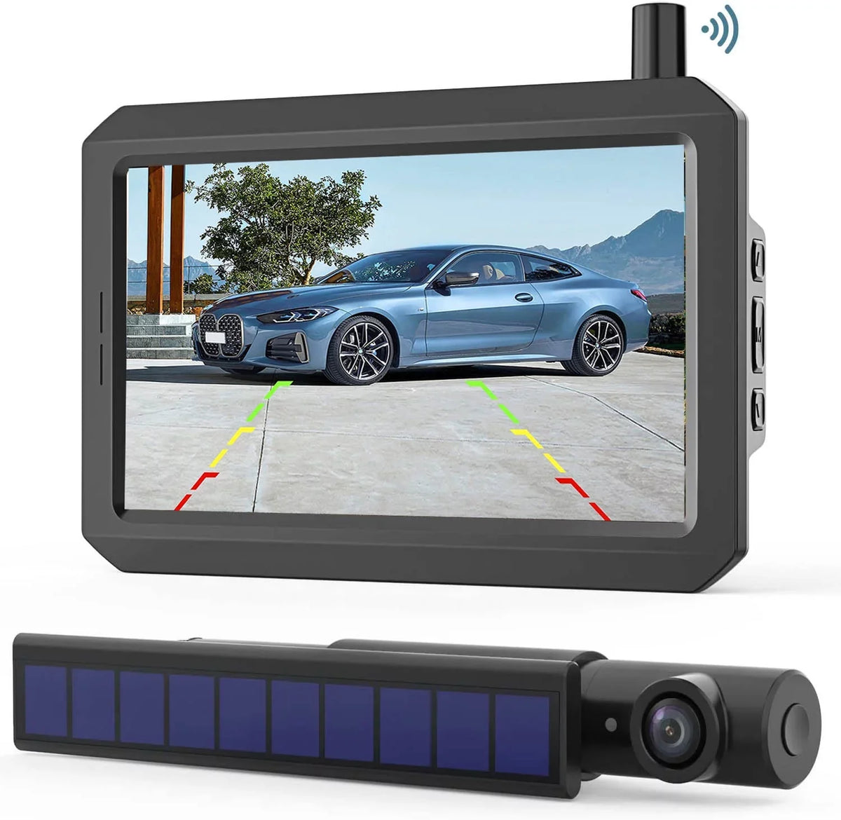Solar Wireless Backup Camera Trailer Rear View Camera HD Reverse Assistance Supports 2 Cameras