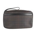 Pre-Owned BURBERRY Burberry Second Bag PVC Leather Dark Brown Plaid Clutch (Good)