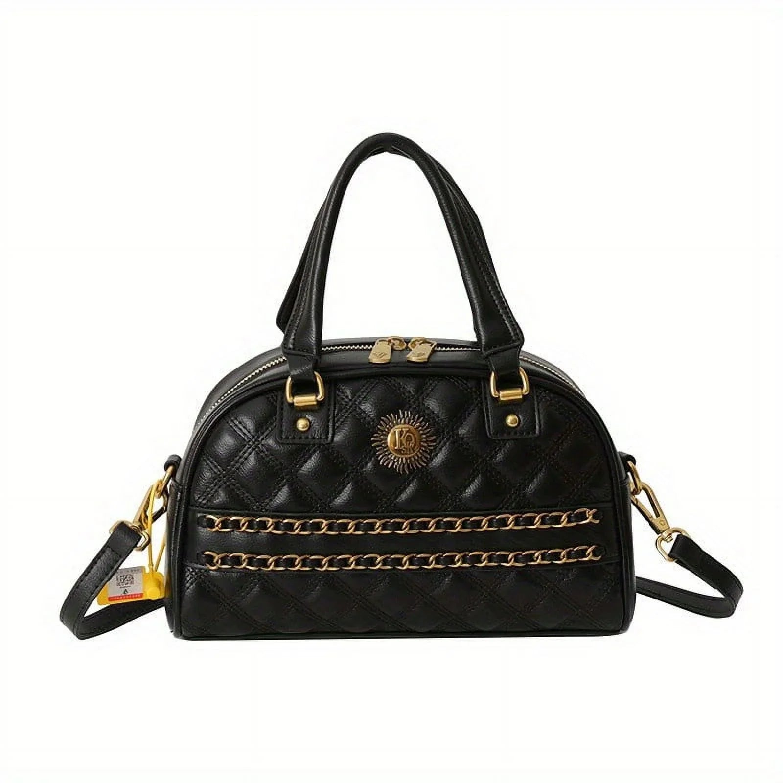 MICHROE Argyle Quilted Handbag  Y2K Chain Decor Bowling Bag  Women‘s Boston Crossbody Purse