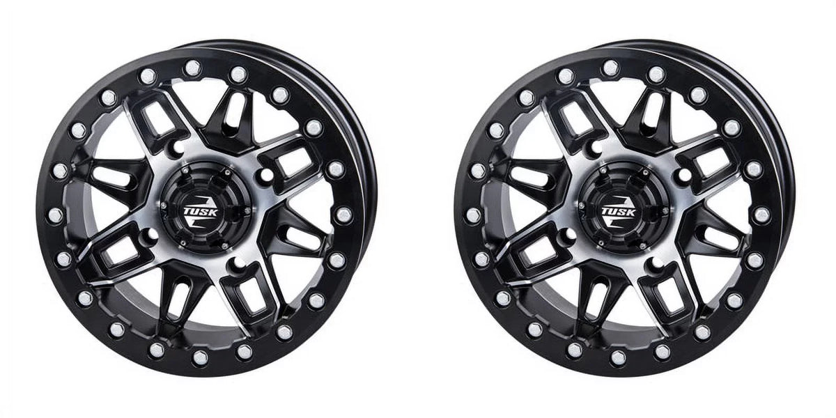 (2 Pack) 4/137 Tusk Wasatch Beadlock Wheel 15x7 5.0 + 2.0 Machined/Black For CAN-AM Defender HD10 Pro Limited 2021-2022