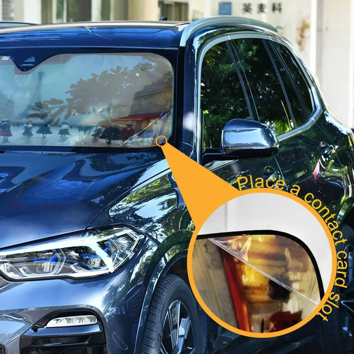 Wellsay Old Paris Landscape Car Windshield Sun Shade,oldable Visor Protector Keep Cool Sunshade Blocks UV Rays and Accessories to Protect for Cars,SUVs,Trucks-55×27.6in
