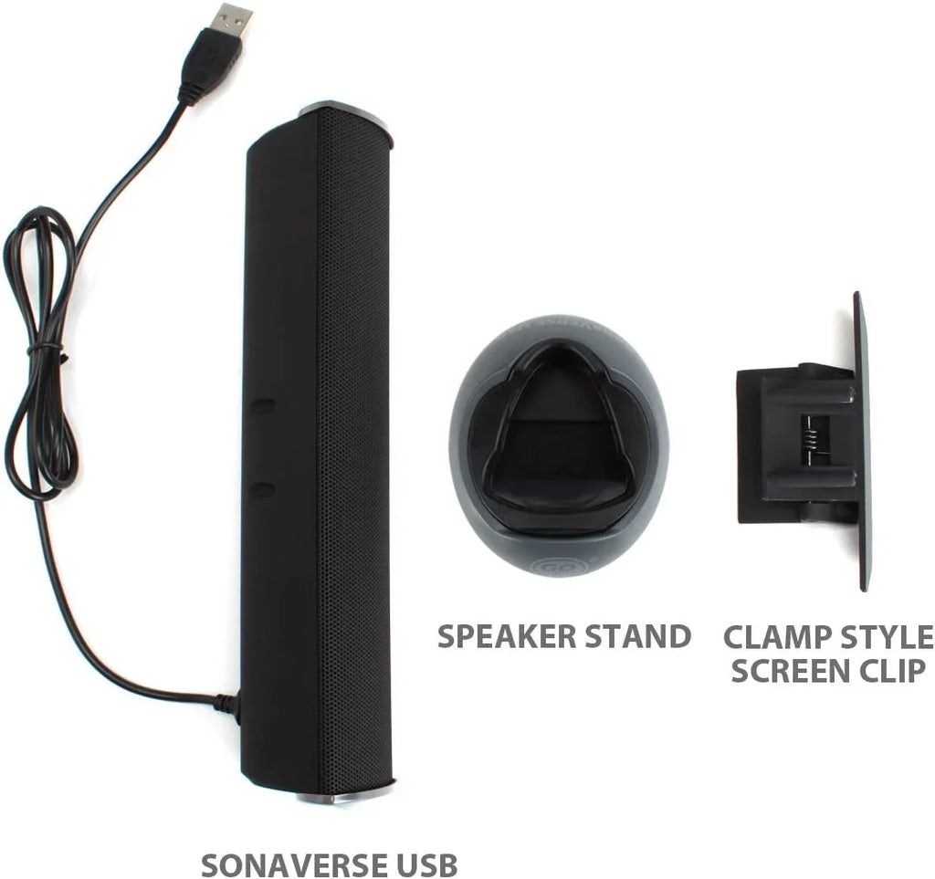 SonaVERSE USB Speakers for Computer Computer - USB Powered Mini Sound Bar with -On Portable External Speaker