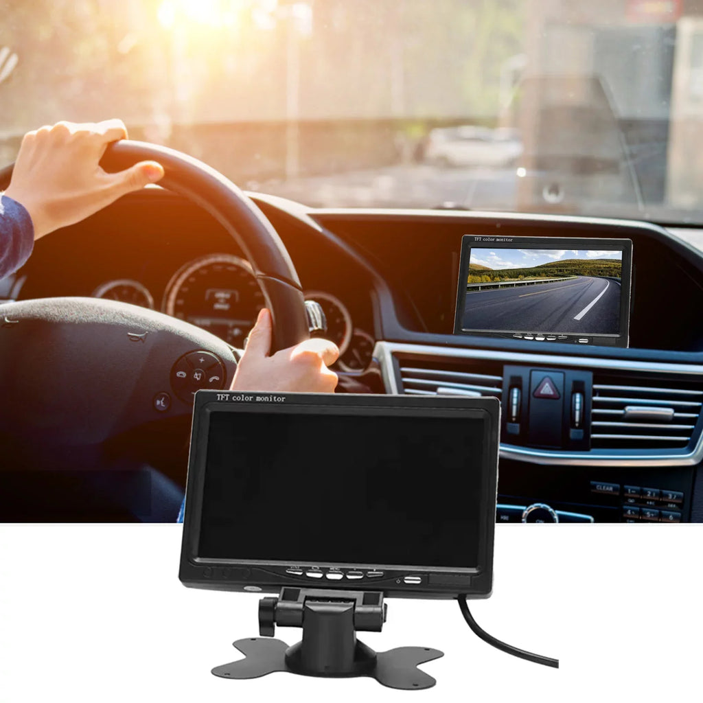 moobody 7 Inch HD Monitor Screen Screen TFT Car Screen Monitor HD 1024x600 Screen AV Input Built-in Speaker For Trucks Bus RV Trailer Reverse Rear View Backup Camera