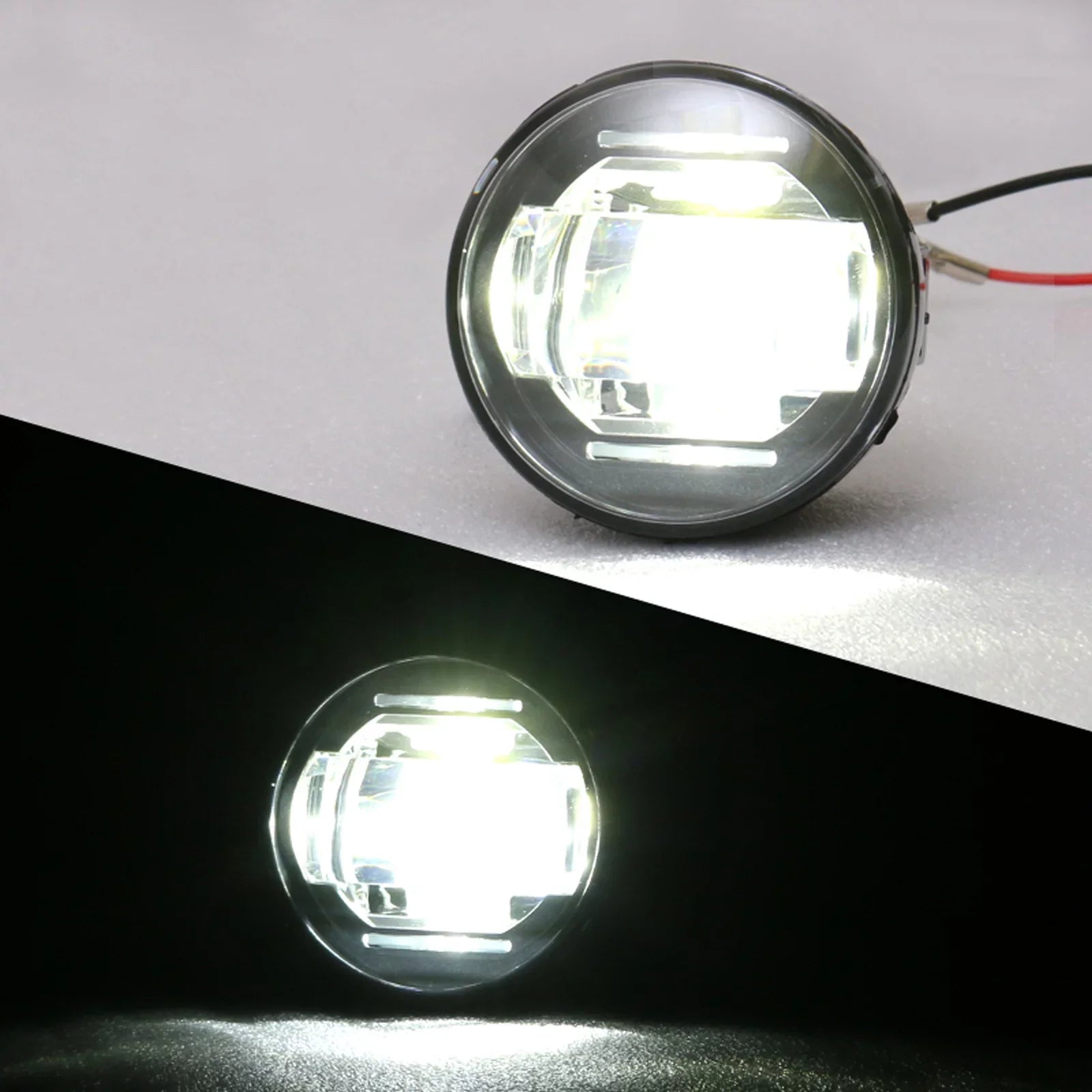 Ikon Motorsports Compatible with Ford Mustang, Ford Focus, Ford Taurus X, Ford Transit Connect; Lincoln LS & Navigator Front LED Fog Lamp Foglight Pair LH RH Clear Lens W/ Wire Harness