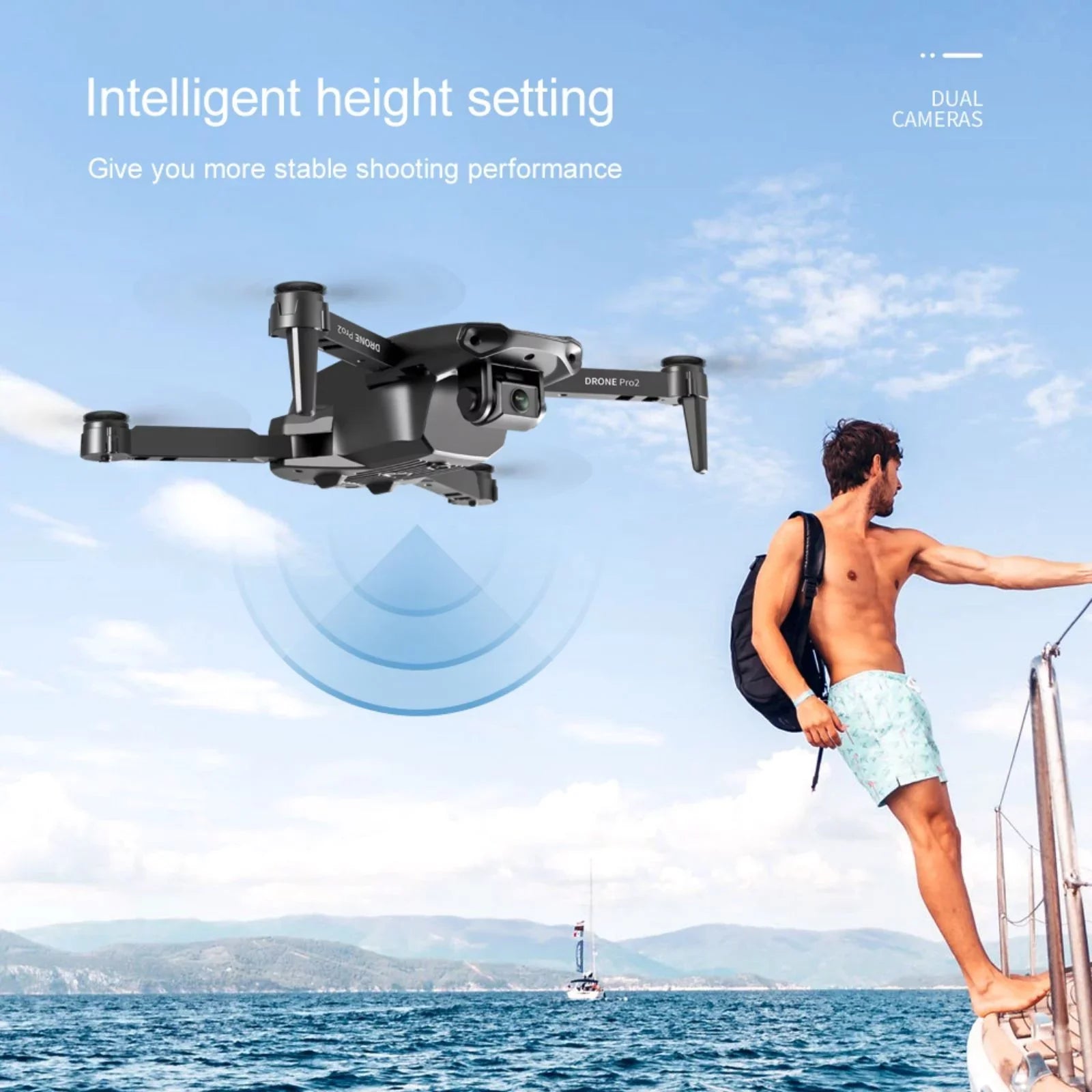 Dqacd 2021 New E99 PRO RC Drone 4K HD Dual Camera GPS WiFi FPV Foldable Drone