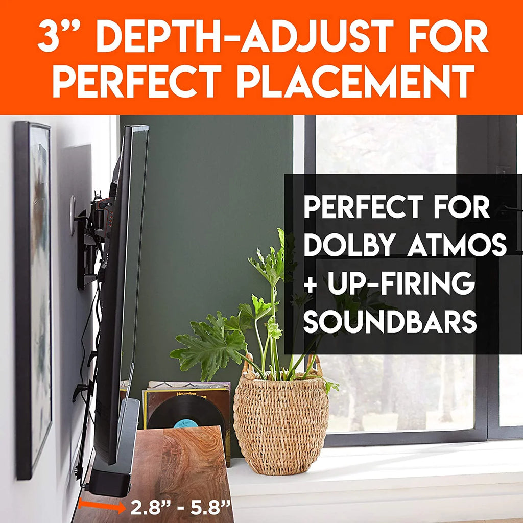 ECHOGEAR Sound Bar Mounting Brackets for TVs - Adjust Height & Depth for Maximum Compatibility Between Your TV & Soundbar - Works with with LG, Vizio, Bose, Dolby Atmos Speakers & More