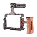 Andoer Aluminum Alloy Camera Cage Kit with Video Rig Handle Wooden Grip Replacement for Sony A7R III/ A7 II/ A7III