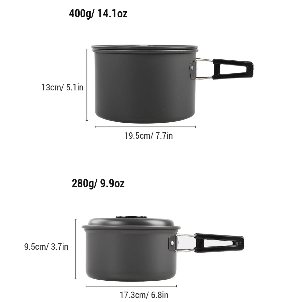 6588 Camping Cookware Mess Kit, Non-Stick Pot and Pan Set with Kettle for Cooking, Hiking, and Backpacking