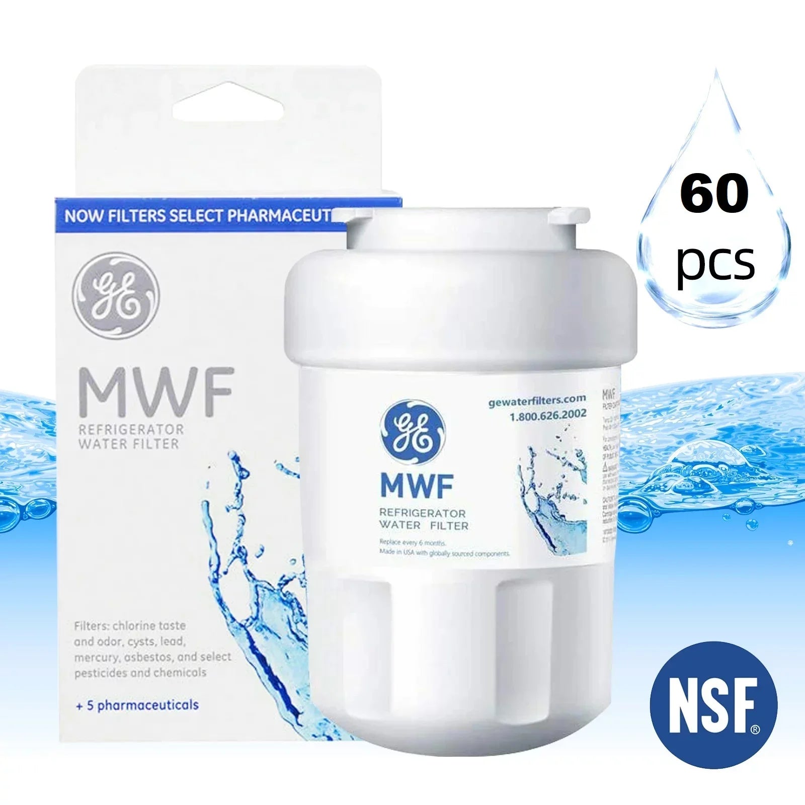 10 Pack MWF Refrigerator Water Filter Replacement for Smart Refrigerator, Compatible with SmartWater MWF, MWFINT, MWFP, MWFA,GWF, GWFA FMG-1, WFC1201, RWF1060,Kenmore 9991,PC83879
