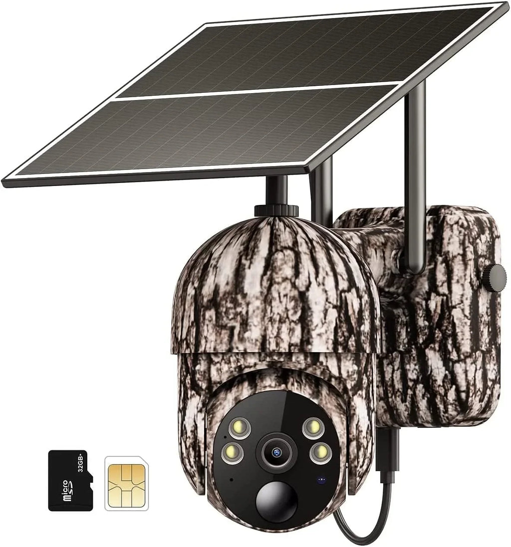 4G LTE Cellular Trail Cameras Include SD&SIM Card (Verizon/AT&T/T-Mobile) &Solar Panel, Game Cam Works No WiFi with 2K Live Feed via phone/360° Full View/Motion Activated/Night Vision/Playback