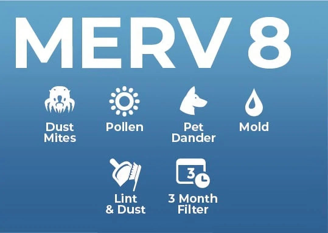 10x24x1 MERV 8 ( MPR 600, FPR 5-6 ) 1" Air Filters for AC & Furnace. Case of 12. Exact Size: 9-1/2 x 23-1/2 x 3/4