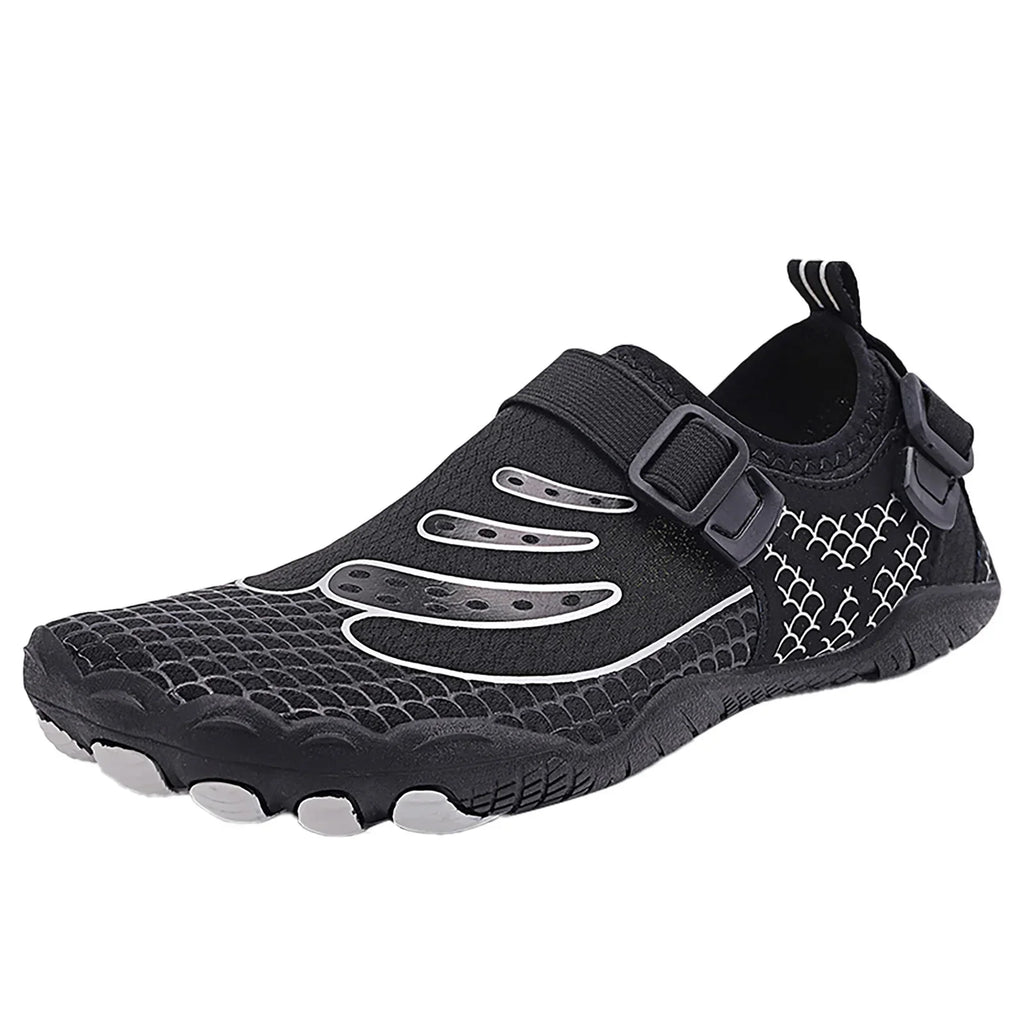 JHLZHS Outdoor Couple Men Waterproof Mountaineering Casual Sport Shoes Buckle Strap Beach Running Breathable Soft Bottom Shoes Black