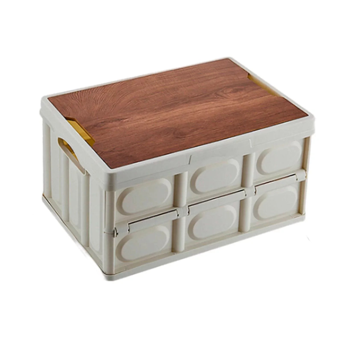 Camping Storage Box Multifunctional Storage Box Closet Organization Collapsible Storage Bins with Wood Lids for Car Trunk, Indoor, Camping Large