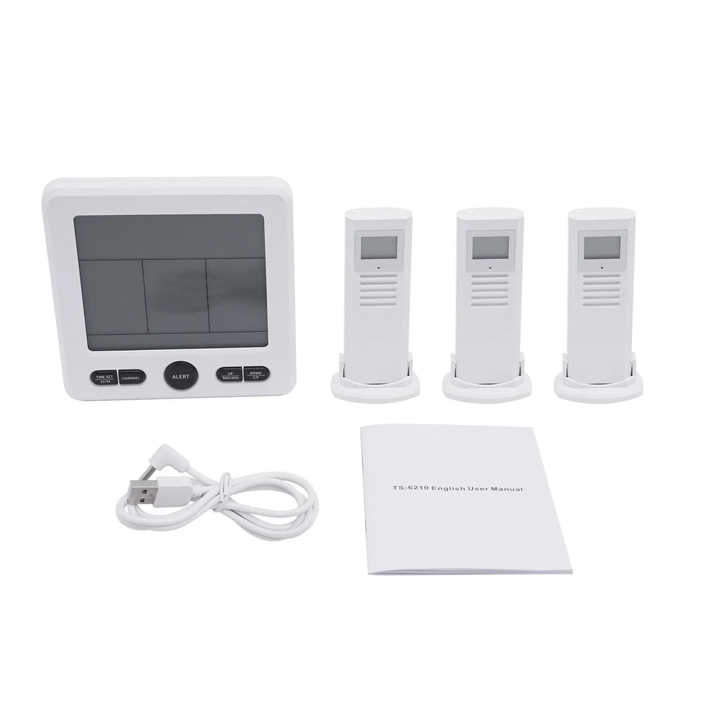 Digital Indoor Outdoor Hygrometer Thermometer Humidity Meter LCD 3 Sensors
