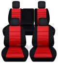 T259-Designcovers Fits 2011-2012 Jeep Wrangler JK 4-Door Cotton Seat Covers:Black and Red - Front & Rear Split Bench