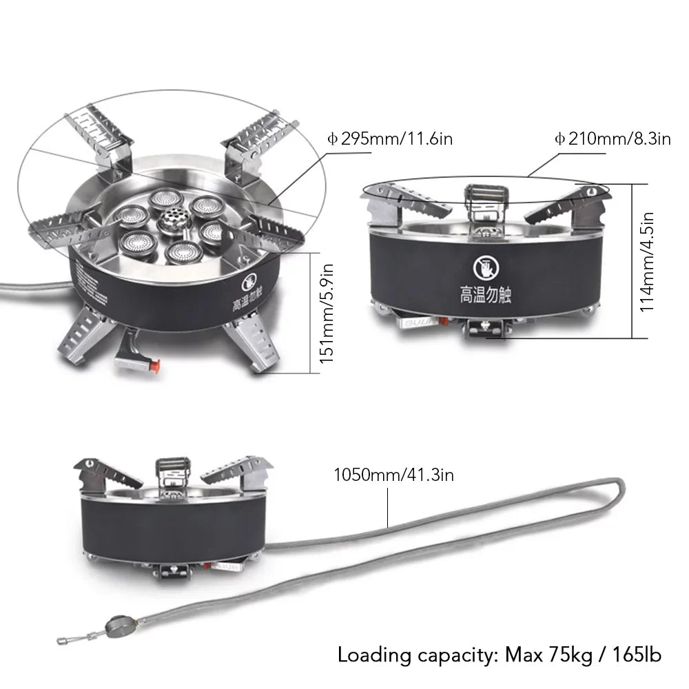 BULIN 18000W High-power Camping Stove with Piezo Ignition Windproof Seven-core Gas Stove Foldable Backpacking Stove For Fishing Hiking Traveling