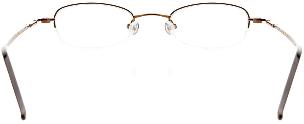 Optical Eyewear - Oval Shape, Metal Half Rim Frame - Prescription Eyeglasses RX, Cocoa
