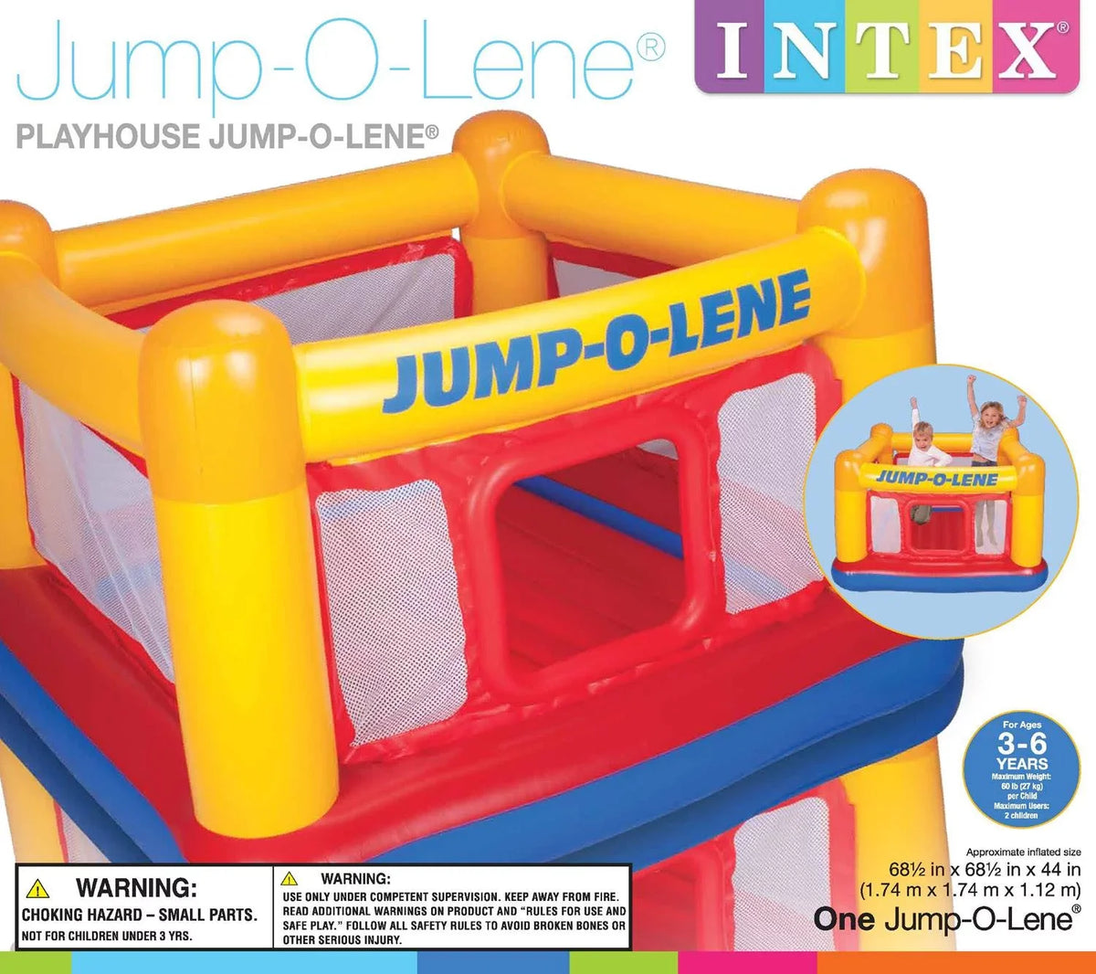 Intex Inflatable Jump-O-Lene Ball Pit Bounce House Play Set with 100 Balls