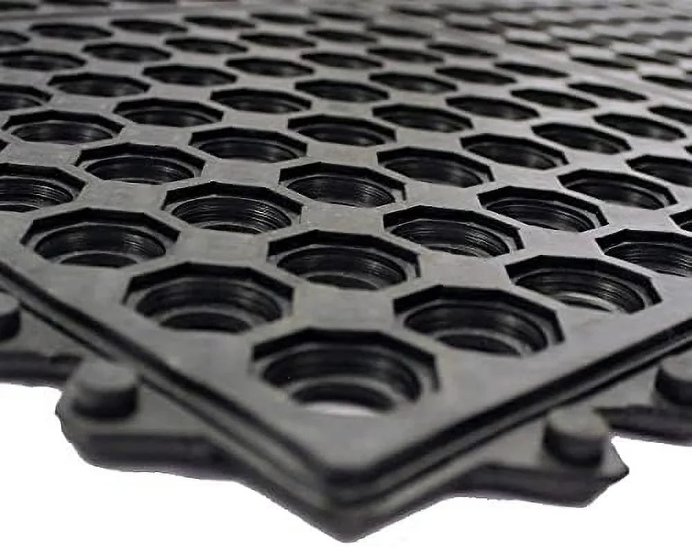 Interlocking Rubber Floor Mat For Restaurant Kitchen Floor Anti Fatigue Bar Door Mat Non-Slip Indoor Outdoor Shower Pool Drainage, Durable Garage Flooring 36 X 36 Inch