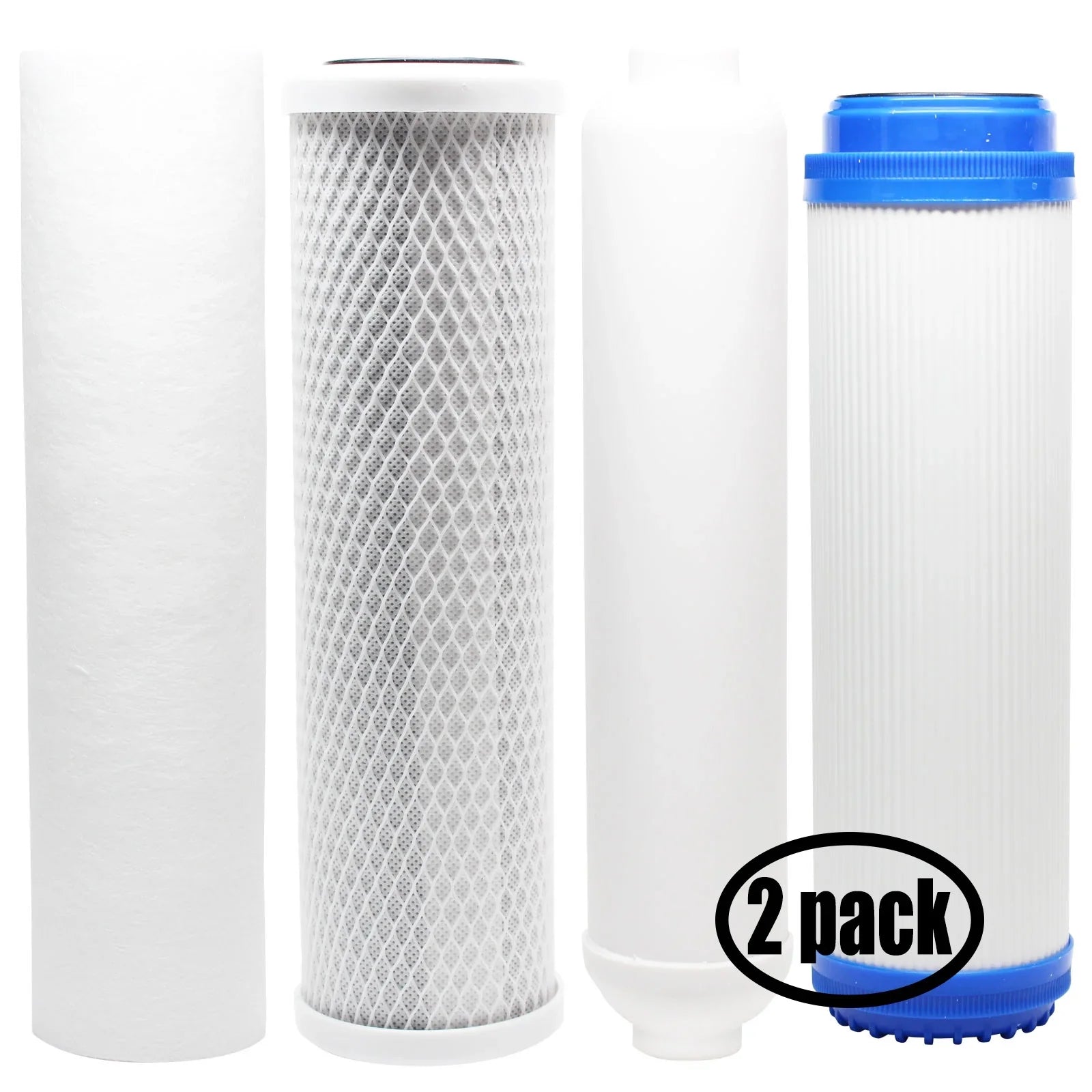 2-Pack Replacement for Filter Kit for iSpring RCC7AK RO System - Includes Carbon Block Filter, PP Sediment Filter, GAC Filter & Inline Filter Cartridge - Denali Pure Brand