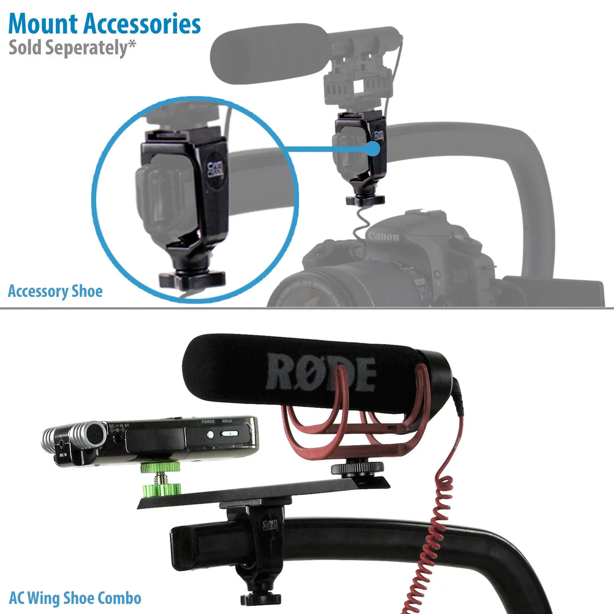 Cam Caddie Scorpion MAX Edition Universal Stabilzing Camera Handle - Includes 2 Accessory Shoes