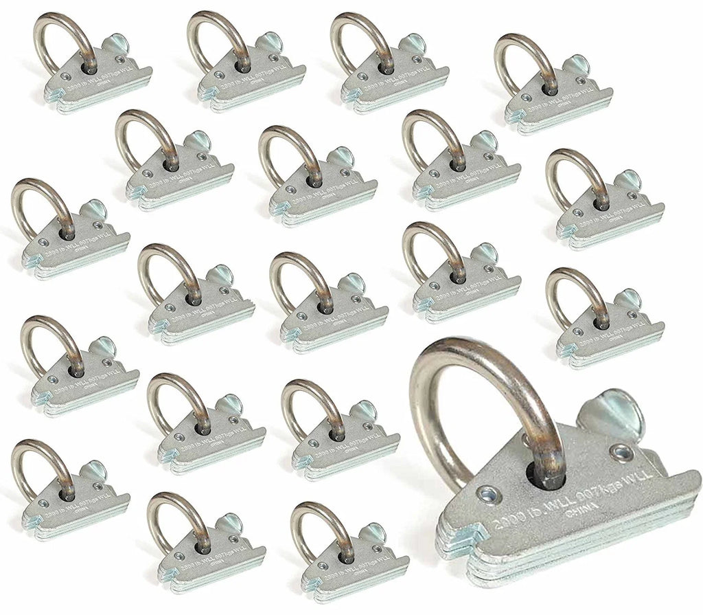 20 Heavy Duty E-Track O Ring Tie-Down Anchors w/ E Track Spring Fittings, Steel O-Rings, Tie Down Cargo Loads to ETrack TieDown System in Trailer, Truck, Van, Pickup