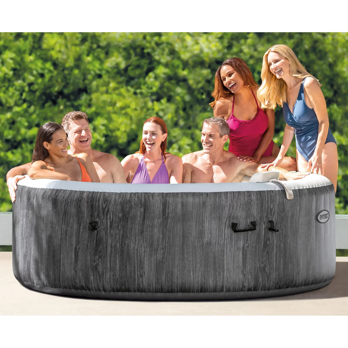 Intex PureSpa Plus Inflatable Bubble Jet Hot Tub & Non-Slip Seats, (2 Pack)