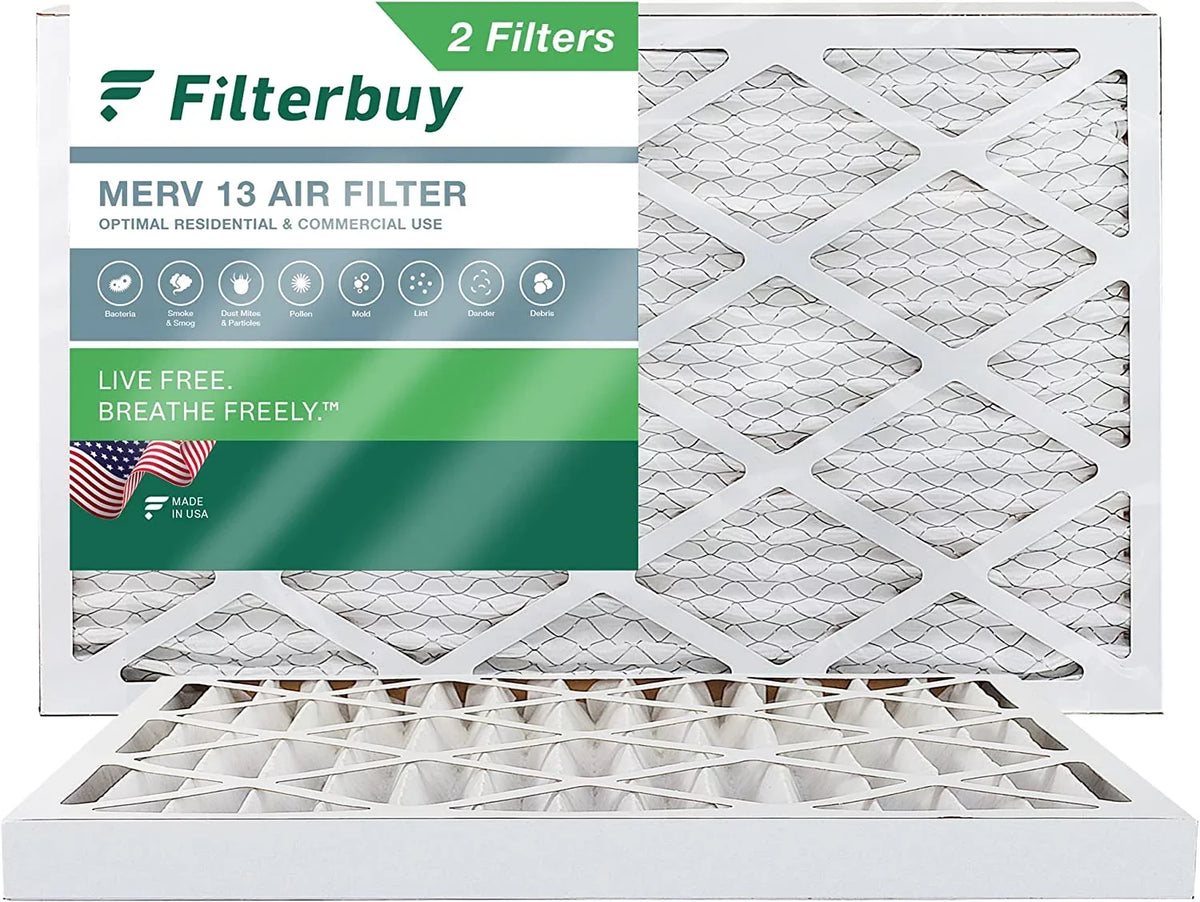 Filterbuy 12x30x2 MERV 13 Pleated HVAC AC Furnace Air Filters (2-Pack)