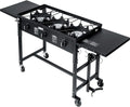 Portable Propane 87,000-BTU Triple-Burner Outdoor Camp Stove Side Table Patio Cooking Wheel W/Regulator 4 Hook Utensil Holder