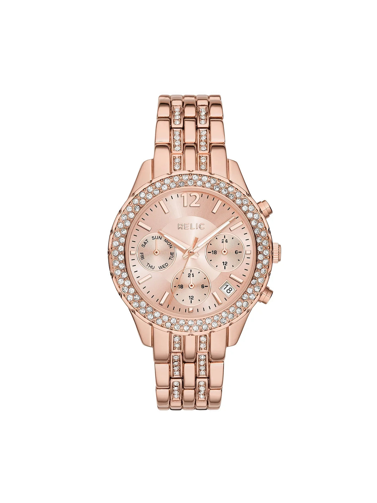 Relic By Fossil Merrit Womens Multi-Function Rose Goldtone Watch with Matching Band