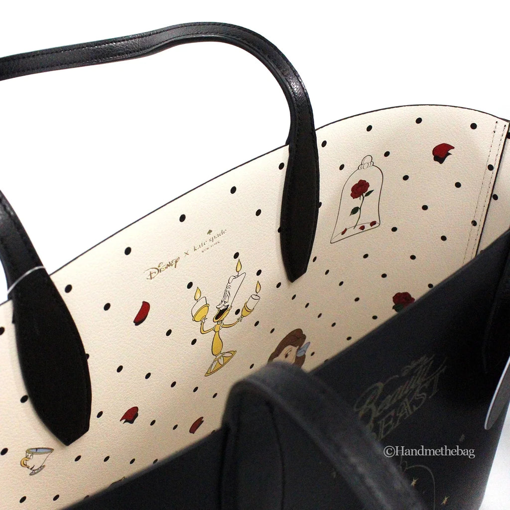 Kate Spade X Disney Beauty And The Beast Small Leather Reversible Tote Handbag