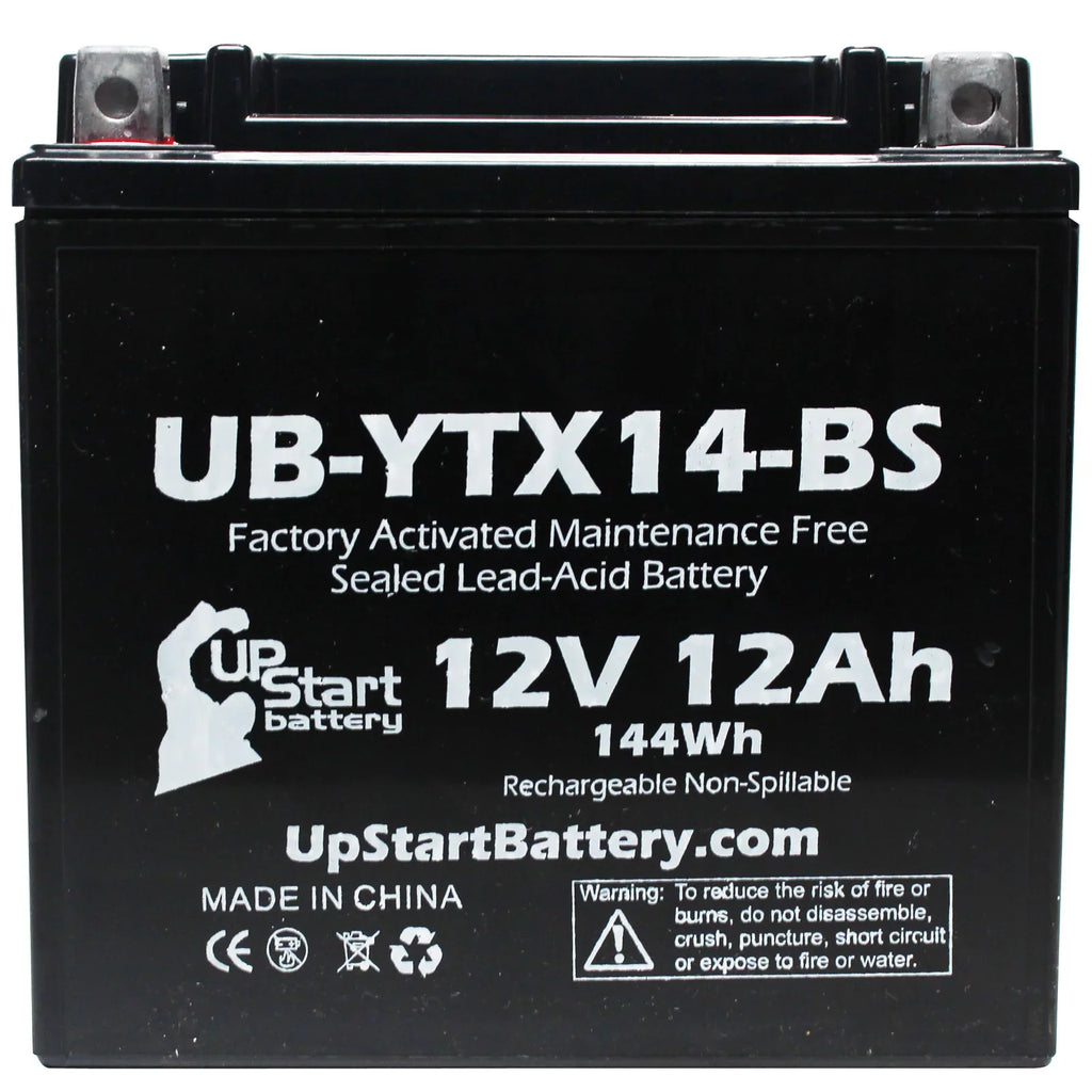 4-Pack UpStart Battery Replacement for 2012 BMW F800ST, GS 800 CC Factory Activated, Maintenance Free, Motorcycle Battery - 12V, 12AH, UB-YTX14-BS