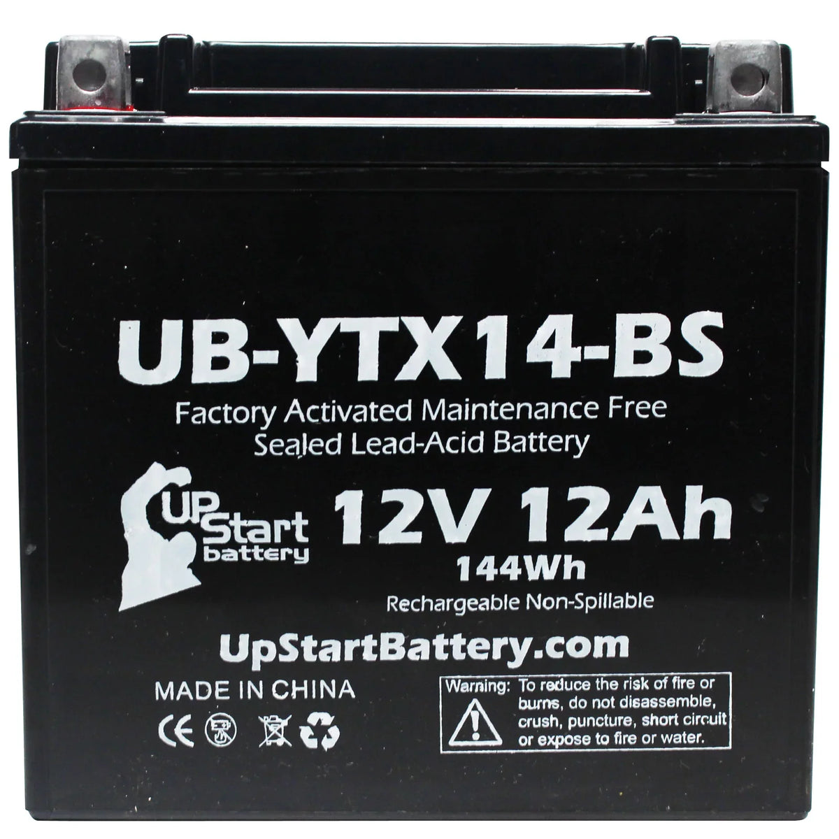 4-Pack UpStart Battery Replacement for 2012 BMW F800ST, GS 800 CC Factory Activated, Maintenance Free, Motorcycle Battery - 12V, 12AH, UB-YTX14-BS