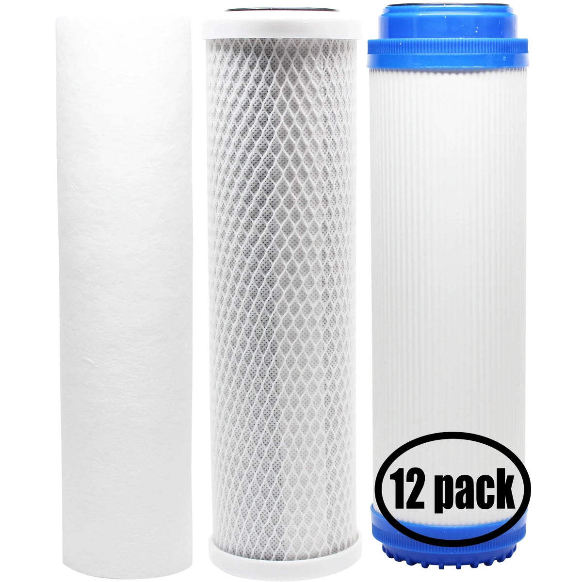 12-Pack Replacement for Filter Kit for Pentek 150072 RO System - Includes Carbon Block Filter, PP Sediment Filter & GAC Filter - Denali Pure Brand