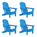 EXTRA PLATINUM Classic Outdoor Patio Folding Poly Adirondack Chairs (Set of 4), Pacific Blue