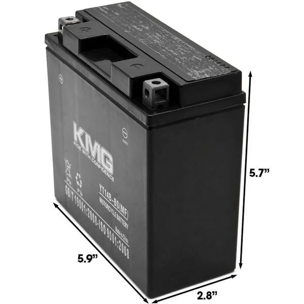 YT14B-BS Battery Compatible with Yamaha 1700 XV17P Road Star Warrior 2002-2008 Sealed Maintenance Free 12V Battery High Performance SMF OEM Replacement Powersport Motorcycle ATV Snowmobile Watercraft