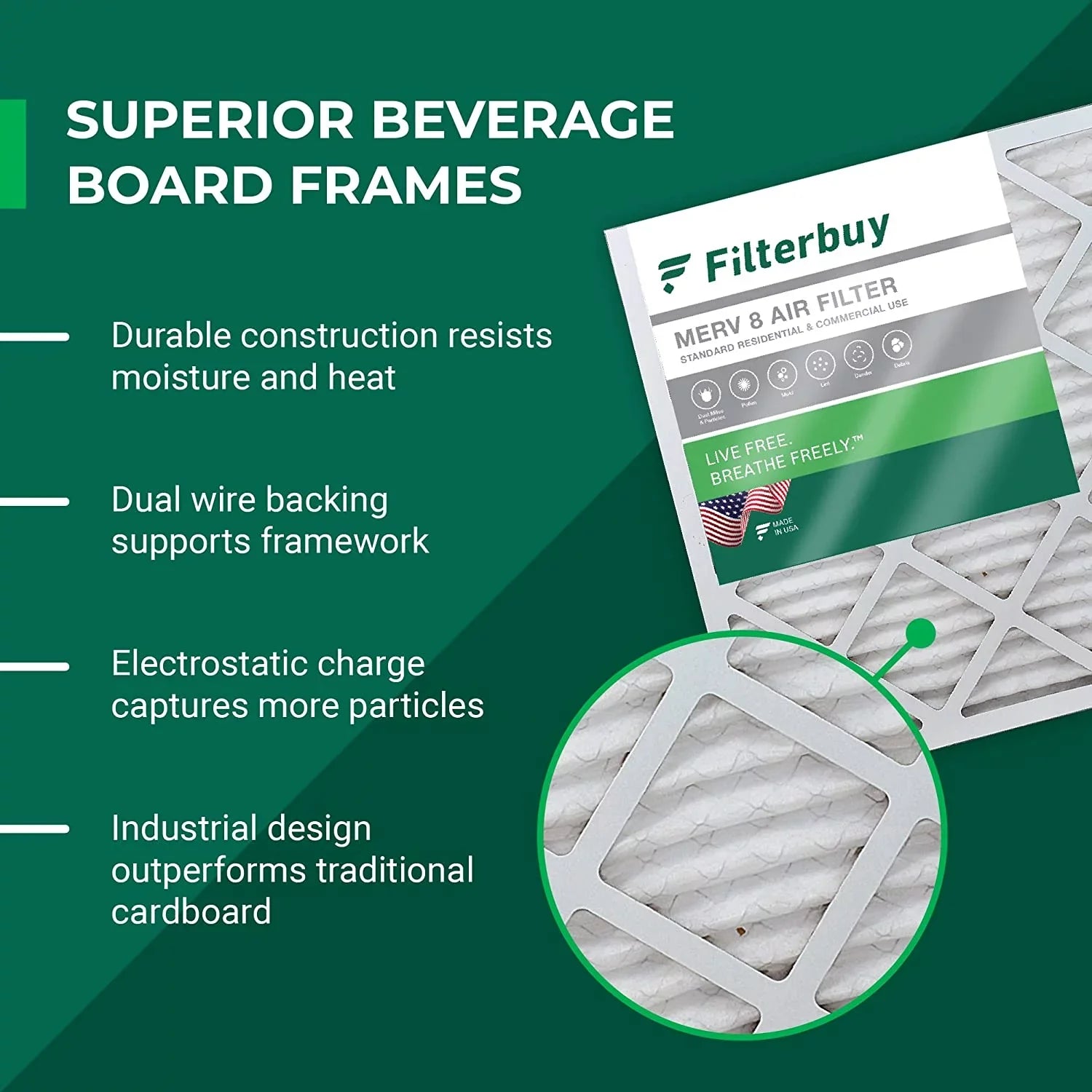 Filterbuy 16x20x4 MERV 8 Pleated HVAC AC Furnace Air Filters (12-Pack)