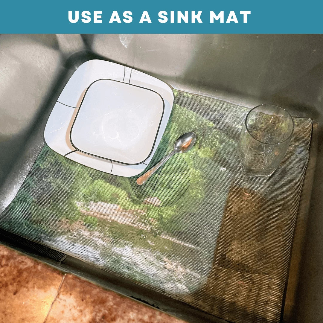 Sink Out of Sight- Home Décor Kitchen Sink Cover, Hot/Cold Liquids and Debris pass through cover, 5 Designs, 2 adjustable sizes. Design: Jenny's Rose Size 39.5"X20" for double sink coverage -SK2-JR2-a