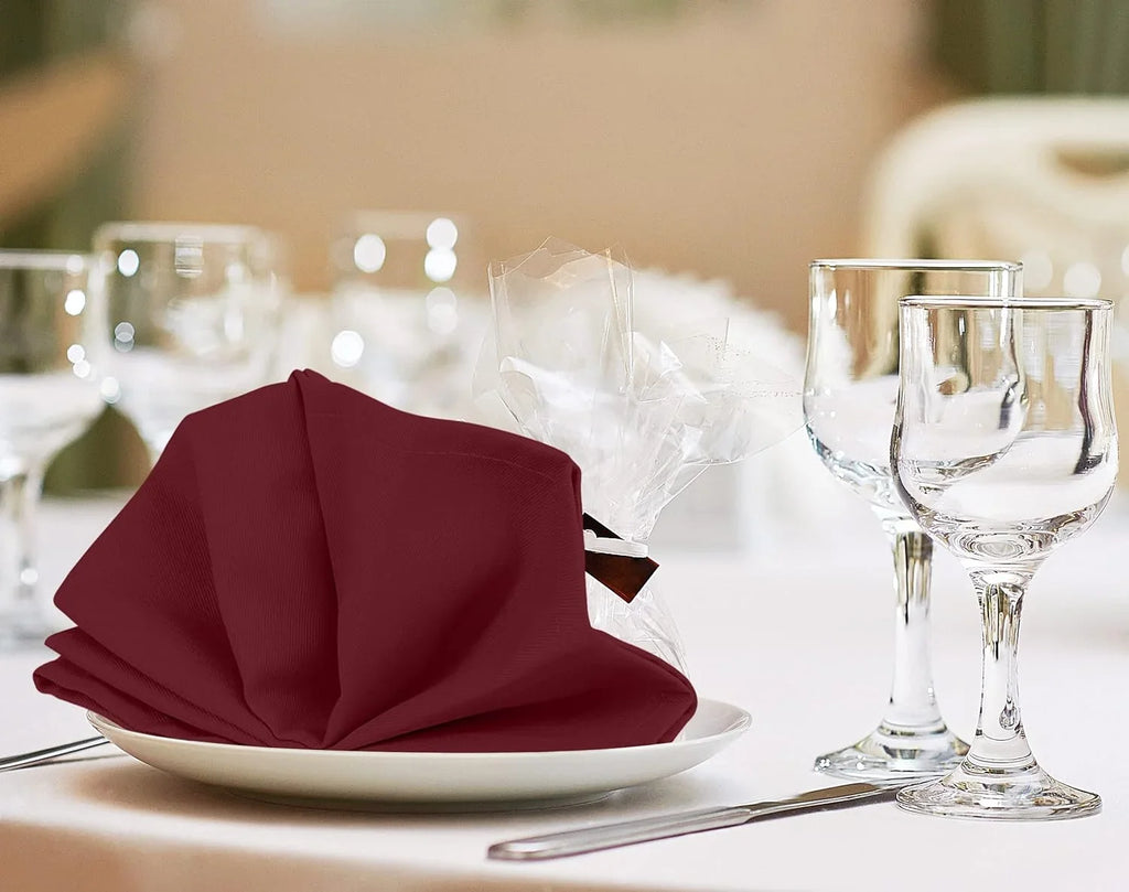 Utopia Kitchen Burgundy Cloth Napkins [12 Pack, 18x18 Inch] Cotton Blend Washable and Reusable Table Dinner Napkins for Hotel, Lunch, Restaurant, Weddings, Event and Parties 18x18 Inch Burgundy